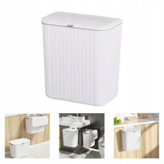Samolepiaci závesný odpadkový kôš, voľne stojaci, biely, 9L